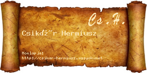 Csikár Hermiusz névjegykártya